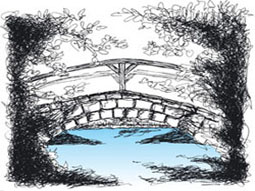 Zeichnung einer Bogenbrücke